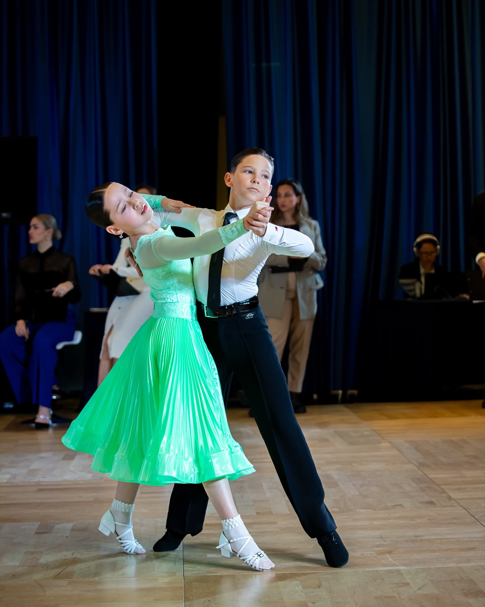 Junior Standard couple dancing in mint green